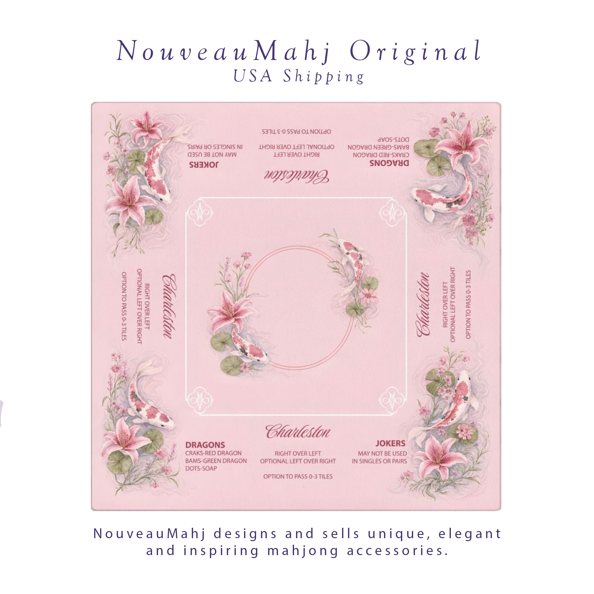 Pink Koi & Lilies Mahjong Mat