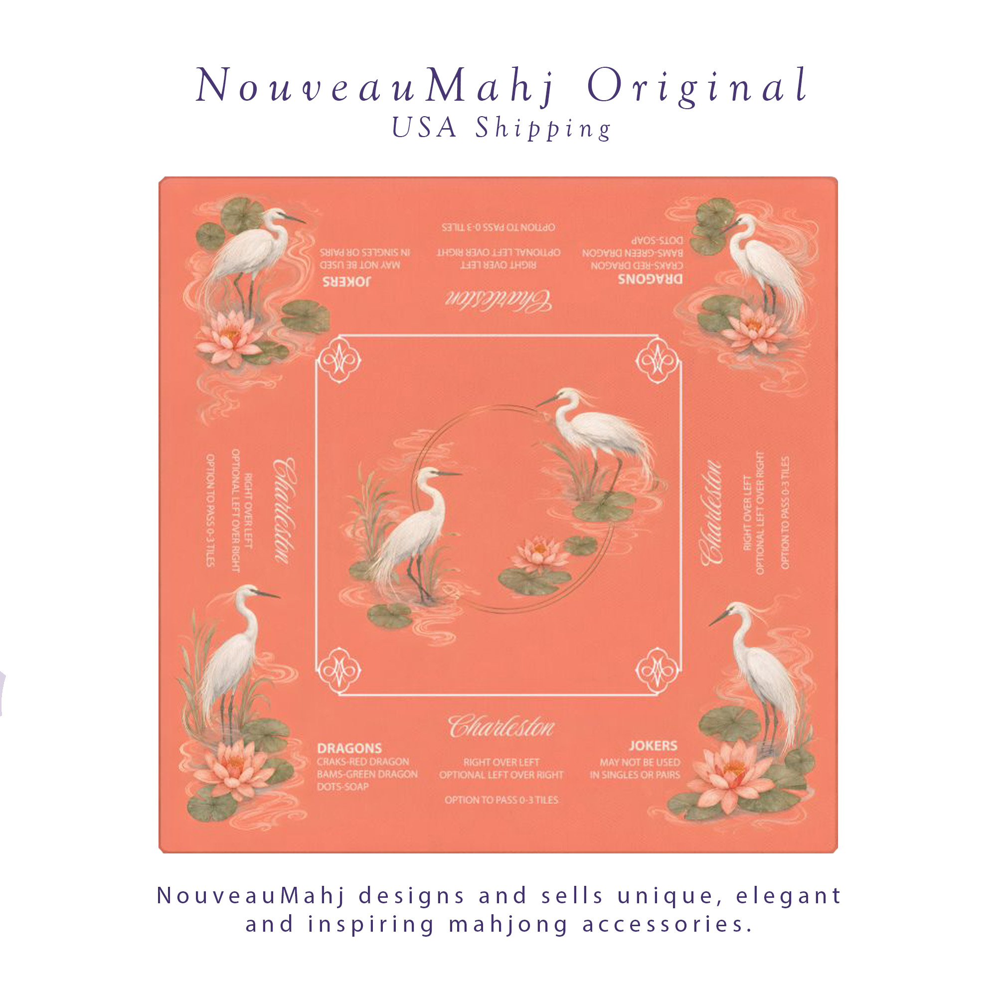 Coral Herons Mahjong Mat